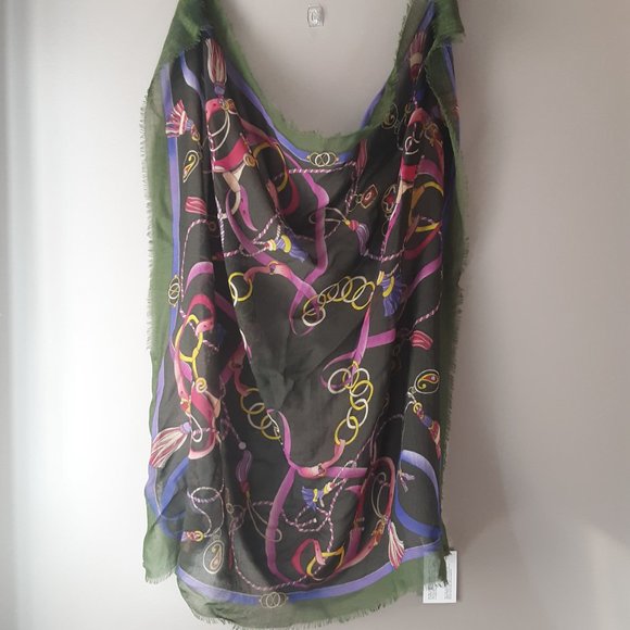 Barbieri Larioseta Italy Lightweight Floral Scarf 100% Fine Wool New! Square 36" - Picture 7 of 14